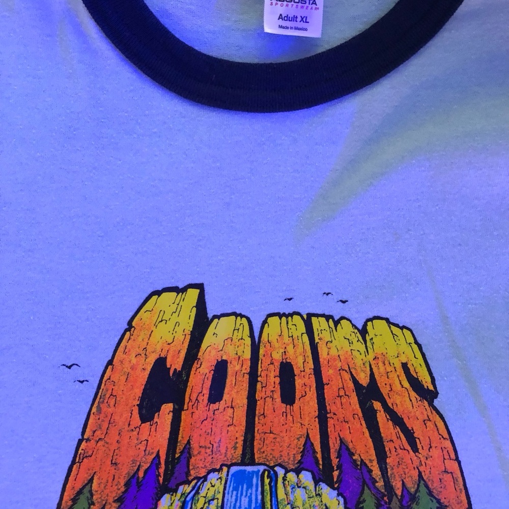 Vintage Coors Waterfall Neon Psychadelic Blue Ringer T-shirt Dress Coachella - Picture 4 of 4